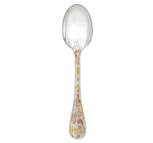 Dinner spoon, "Jardin d'Eden", silverplated - partially gilded in yellow & pink gold