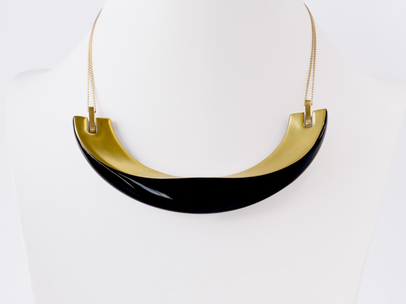 Necklace, "Alba", gold & black