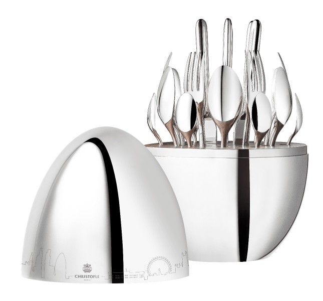 24-piece cutlery set with design egg 30 cm, "MOOD Skyline", silverplated
