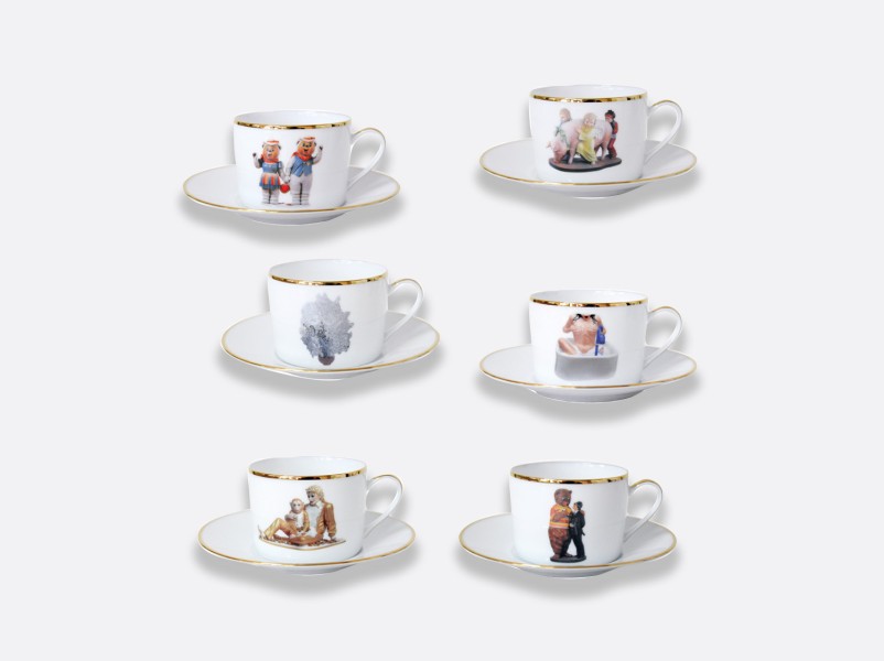 Set of 6 tea cup & saucer 15 cl, "Banality Series", gold