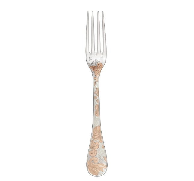 Dinner fork, "Jardin d'Eden", silverplated & partially pink gold plated