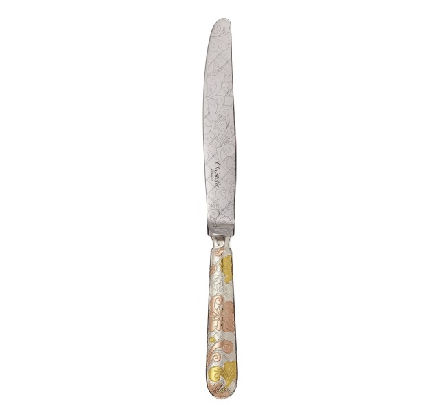 Dinner knife, "Jardin d'Eden", silverplated - partially gilded in yellow & pink gold