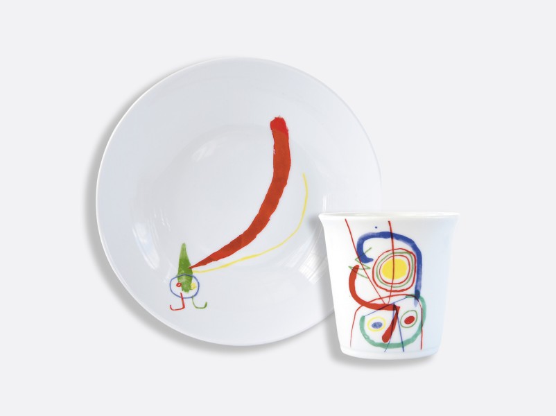 Set aus Coupe Suppenteller 19 cm + Becher , "A Toute Epreuve - Joan Miro"