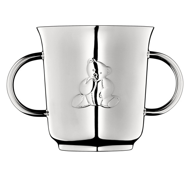 Two handle baby cup, "Charlie Bear", silverplated