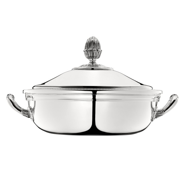 Vegetable dish with lid, "Malmaison", silverplated
