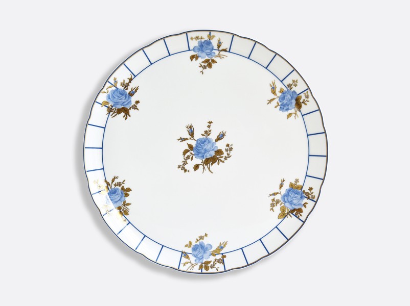 Round tart platter 33 cm, "Brocante", gold & blue