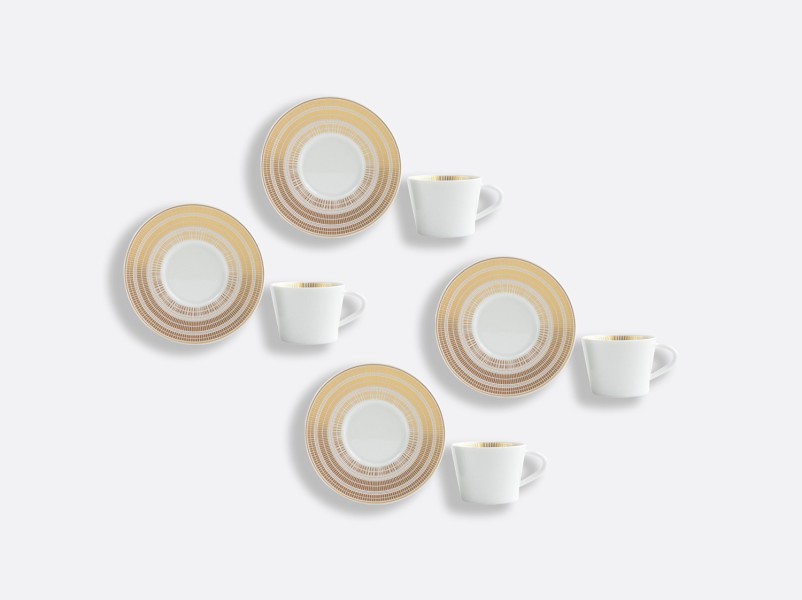 Set of 4 Espresso cup & saucer 5.9 cl, "Cannise", gold