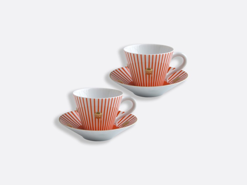 Set of 2 cup & saucer 13.3 cl, "Delphos", red