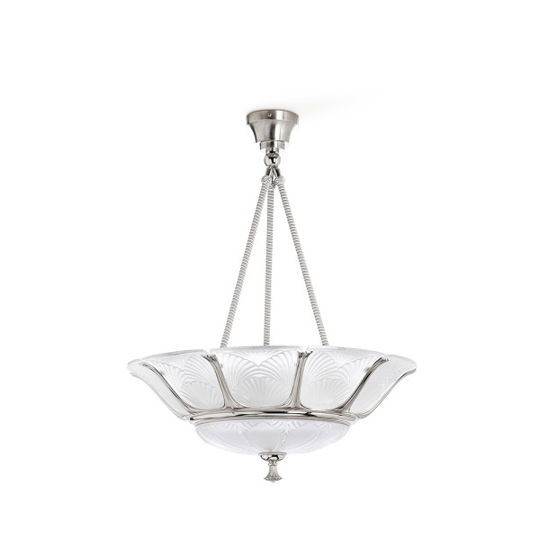 Ceiling lamp large, "Ginkgo", clear crystal, shiny and brushed nickel finish