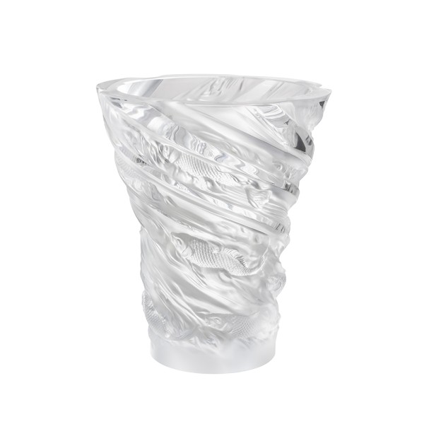 Vase 35 cm, "Carpes Koi", klarer kristall