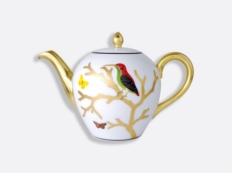 Teapot 12 cups 75 cl, "Aux Oiseaux", gold