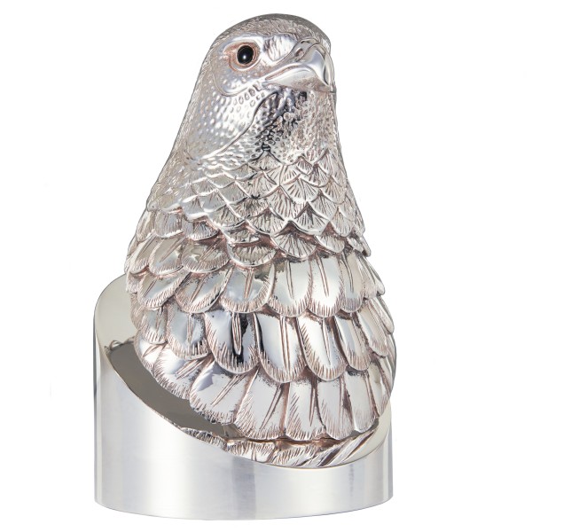 Hawk's head Silver plated 20 cm, "Haute Orfèvrerie", Sterling silver