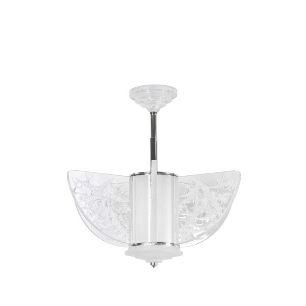 Chandelier, "Hirondelles", clear crystal, chrome finish