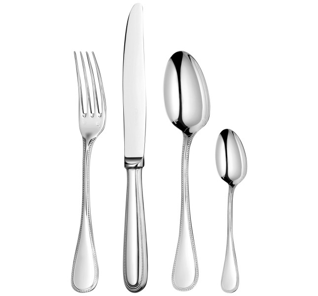48-piece flatware set with free chest, "Perles", stainless steel