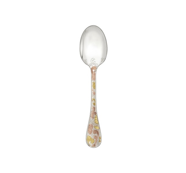 Dessert spoon, "Jardin d'Eden", silverplated - partially gilded in yellow & pink gold