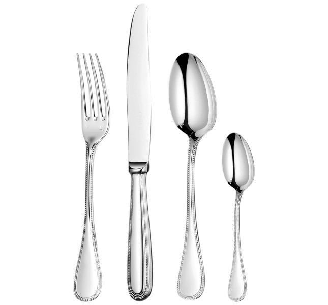 24-piece flatware set with free chest, "Perles", stainless steel