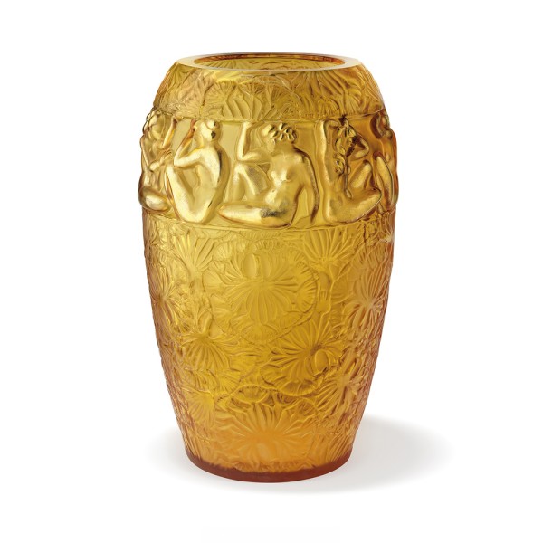 Vase 48.5 cm, "Angélique", amber crystal, gold enamelled