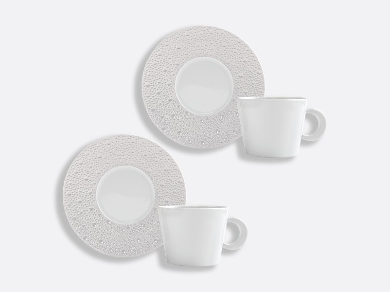 Set of 2 Tea cup & saucer 16.8 cl, "Ecume", white