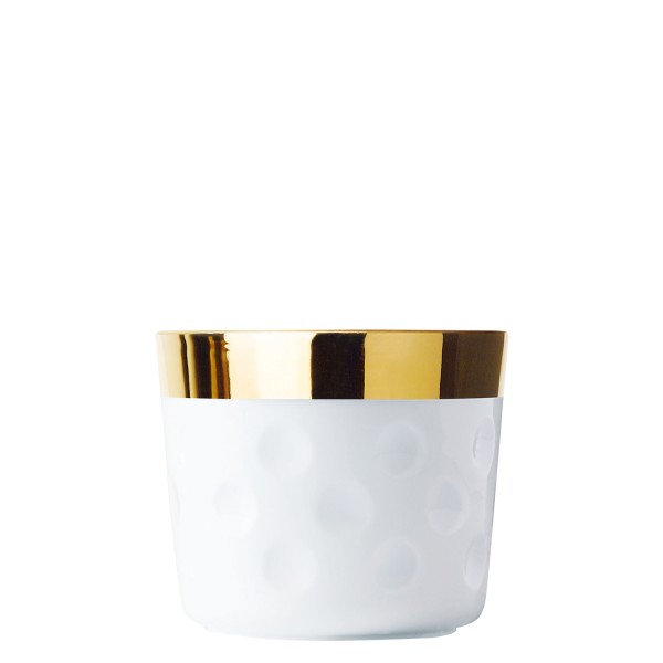 Champagne Goblet, "Sip of Gold", white, dot-pattern relief