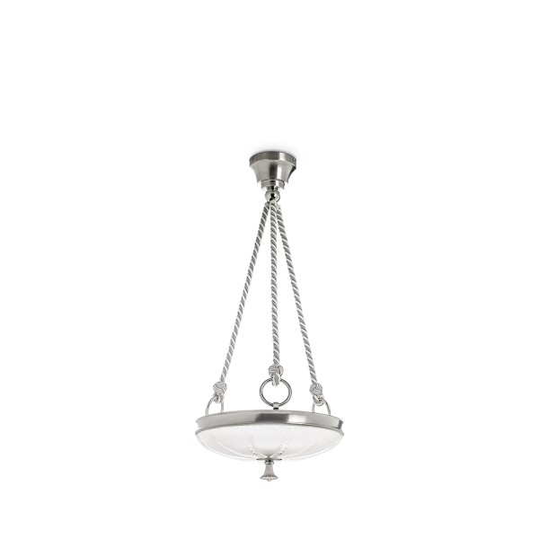 Ceiling lamp small, "Ginkgo", clear crystal, shiny and brushed nickel finish