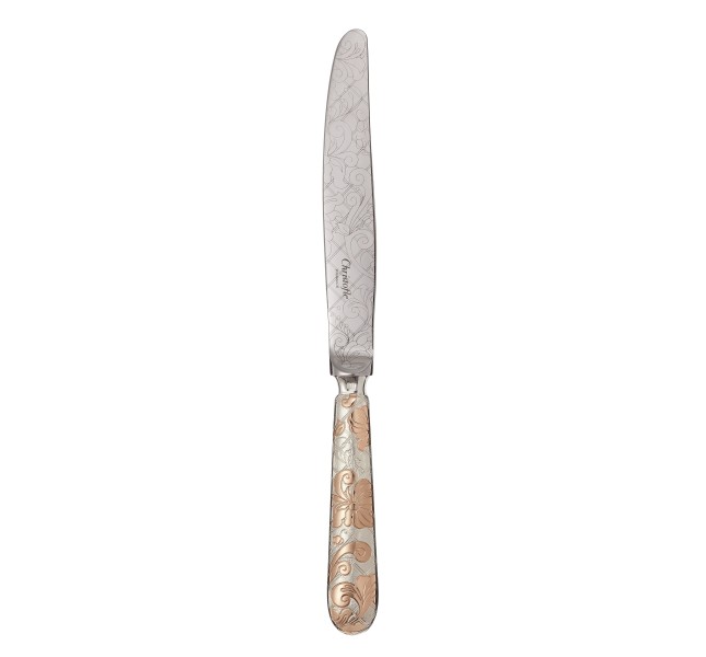 Dinner knife, "Jardin d'Eden", silverplated & partially pink gold plated