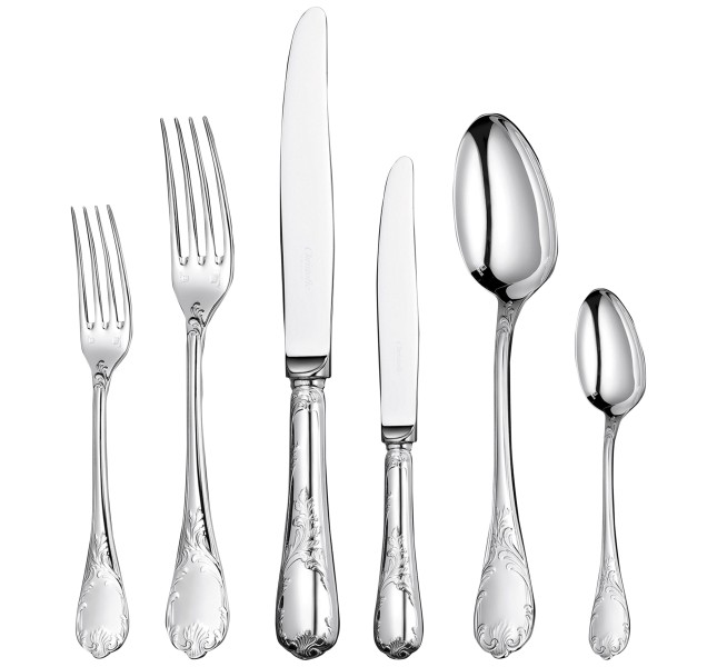 36-piece flatware set with free chest, "Marly", silverplated