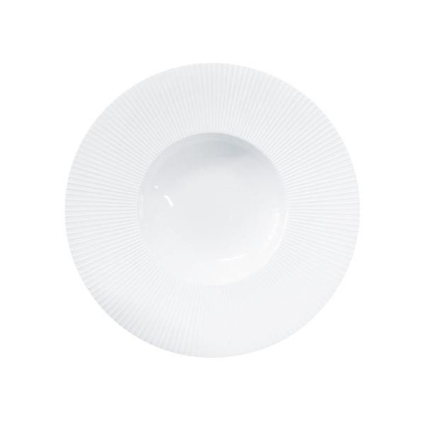 Soup plate with JDC wing, "Bolero", White Satin