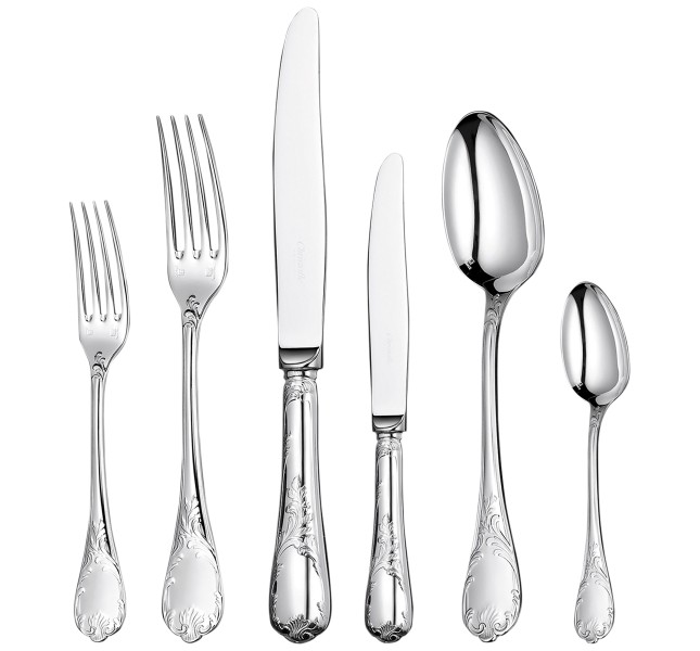 36-piece flatware set with free chest, "Marly", sterling silver