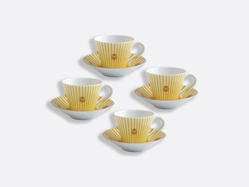 Set of 4 cup & saucer 13.3 cl, "Delphos", yellow
