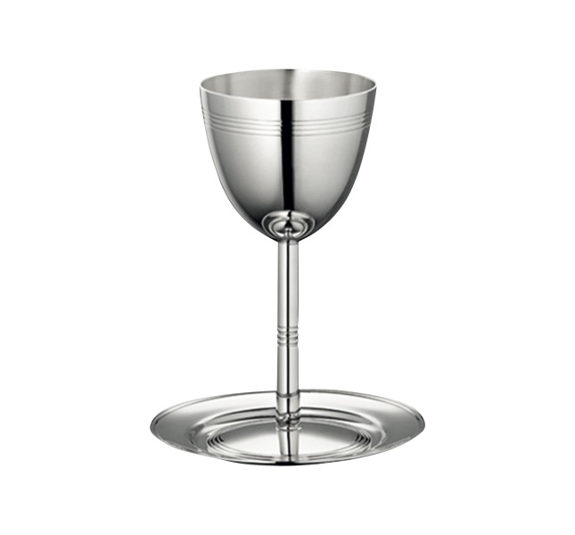 Kiddush Cup and Saucer, "Judaique", silverplated