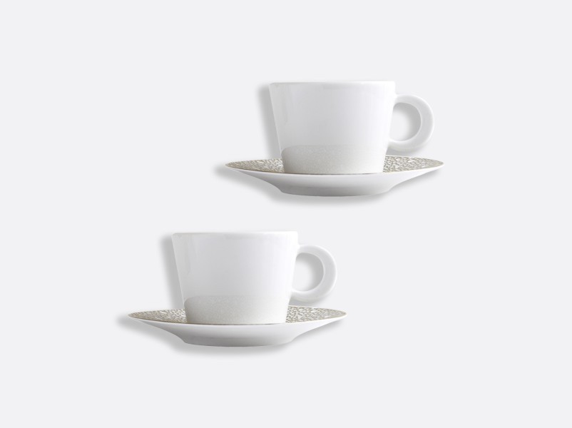 Set of 2 Tea cup & saucer 16.8 cl, "Ecume Mordoré", gold
