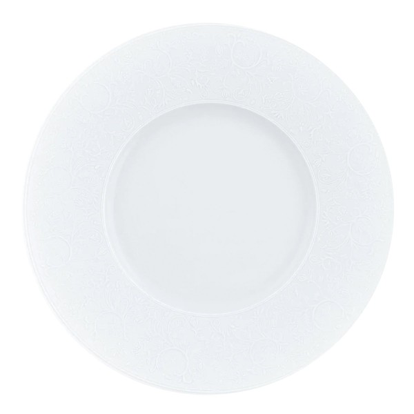 Charger plate, "Swan", White Satin