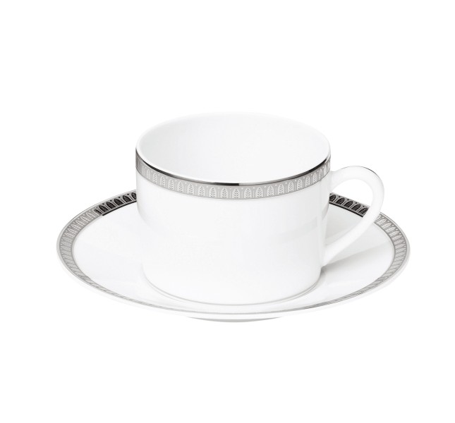 Tea cup and saucer, "Malmaison", platinum