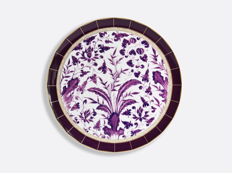 Round tart platter 32 cm, "Prunus", gold & purple