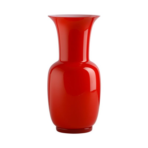 Vase 22 cm, "Opalino", milchweiß, rot