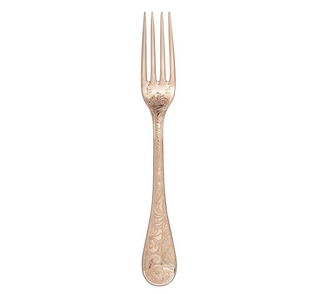 Dinner fork, "Jardin d'Eden", silver & pink gold plated