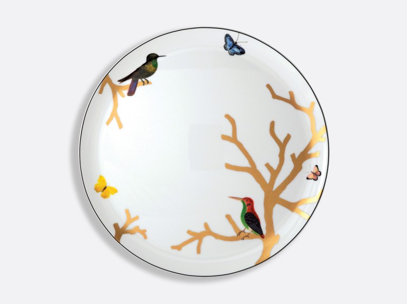 Tart platter round 32 cm, "Aux Oiseaux", gold