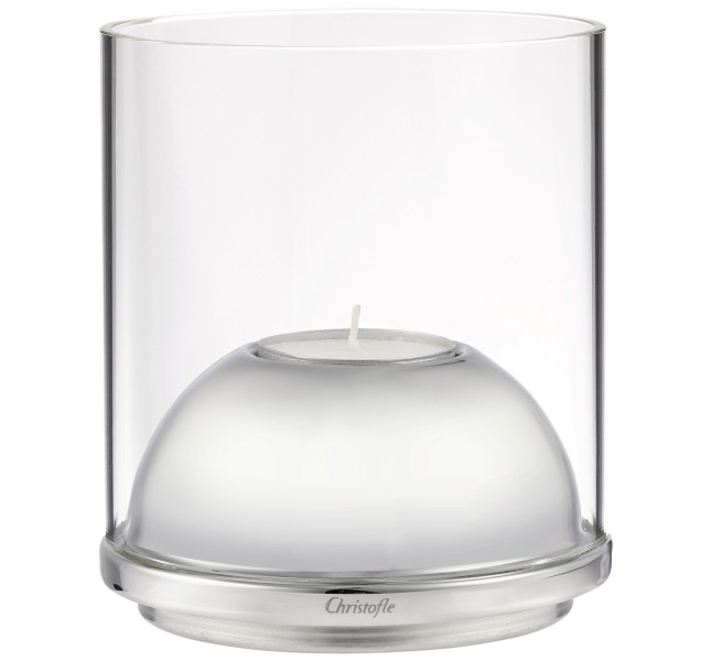Hurricane candle holder 11.5 cm, "Oh de Christofle", Stainless steel