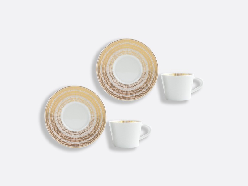 Set of 2 Espresso cup & saucer 5.9 cl, "Cannise", gold
