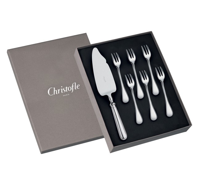 Cake Set with Server and 6 Dessert Forks, "Albi", silverplated