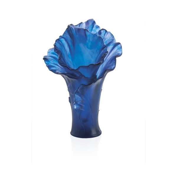 Large Vase, "Arum Bleu Nuit", Blue