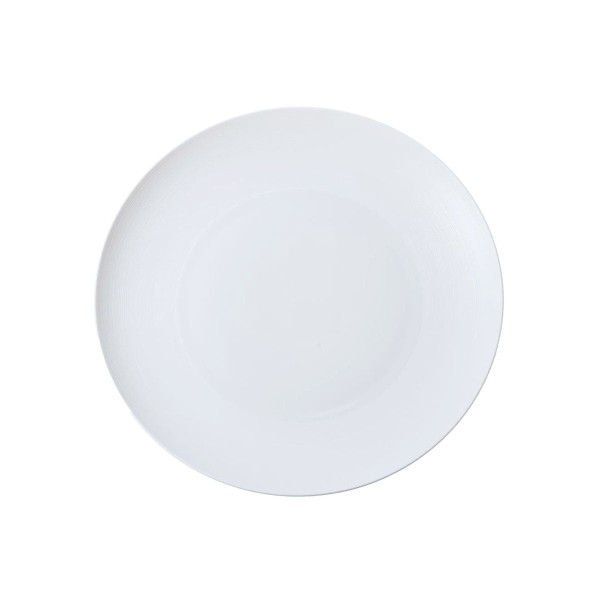 Flat round dish, medium, "Hemisphere", White Satin