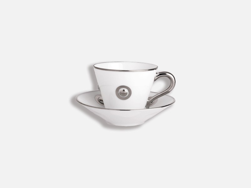 Set of 2 Espresso cup & saucer 13.3 cl, "Ithaque", platinum