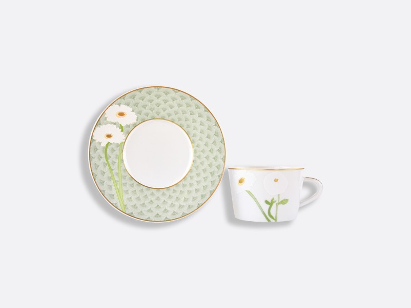 Tea cup & saucer 15 cl, "Praiana", gold & green
