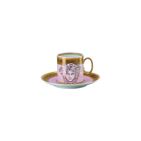 Cup/Saucer 4 tall"Medusa Amplified", Pink Coin