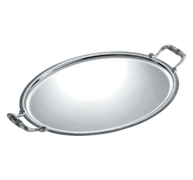 Oval Tray with Handles - 53 x 42 cm, "Malmaison", silverplated