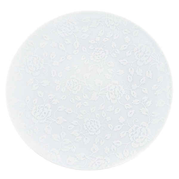 Charger plate, "Thistles", White on White