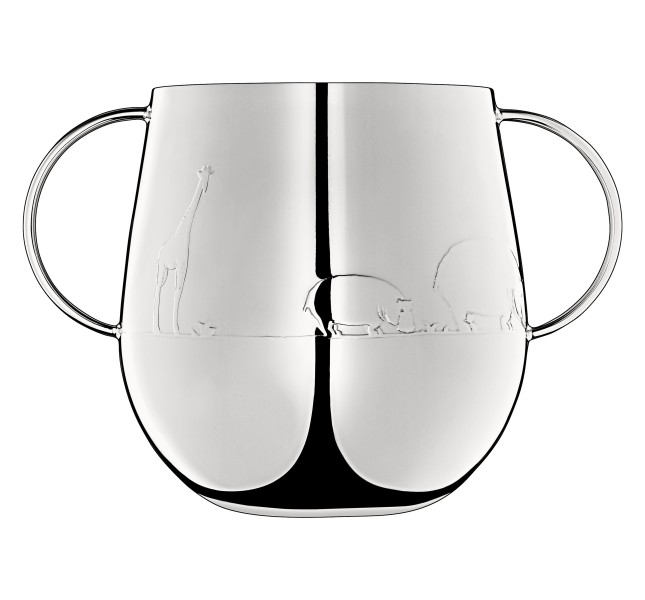 Two handle baby cup, "Savane", silverplated