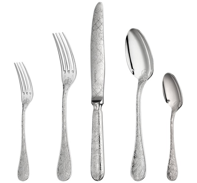 110-piece flatware set with Imperial chest, "Jardin d'Eden", silverplated