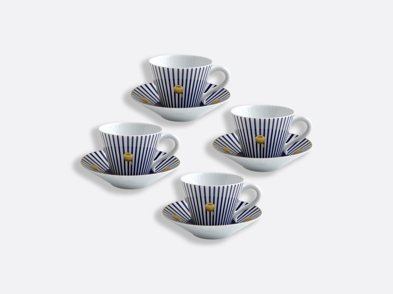 Set of 4 cup & saucer 13.3 cl, "Delphos", blue